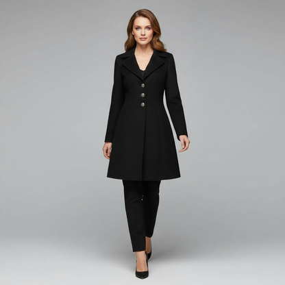 Eleganter Damenmantel mit Knöpfen | Winterjacke