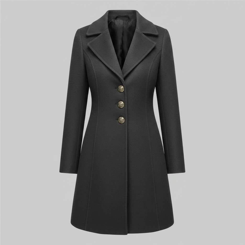 Eleganter Damenmantel mit Knöpfen | Winterjacke