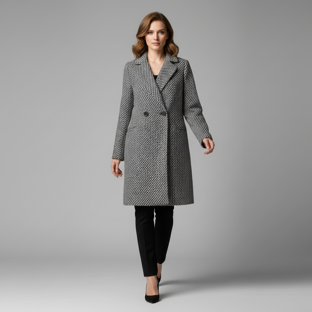 Eleganter Wollmantel für Damen | Langer Wintermantel