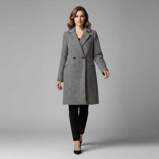 Eleganter Wollmantel für Damen | Langer Wintermantel