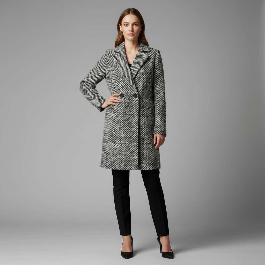 Eleganter Wollmantel für Damen | Langer Wintermantel
