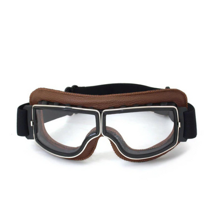 Vintage Motorradbrille RiderEdge – Echtleder & UV-Schutz Retro-Goggle
