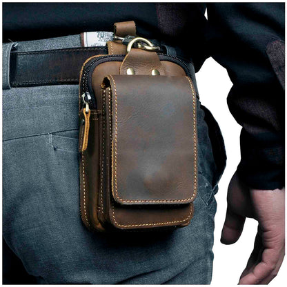 Herren Leder Bauchtasche – RFID-Schutz Multifach & Wasserdicht