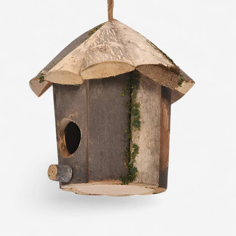 Hölzernes Vogelhaus – Mit Aufhängeband & Naturdeko Design