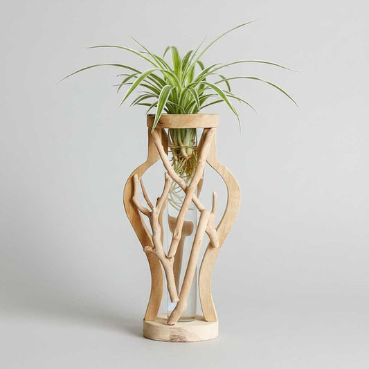 Holzvase Natur | Einzigartige Pflanzen-Dekoration aus Holz