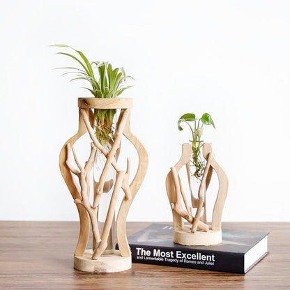 Holzvase Natur | Einzigartige Pflanzen-Dekoration aus Holz 0