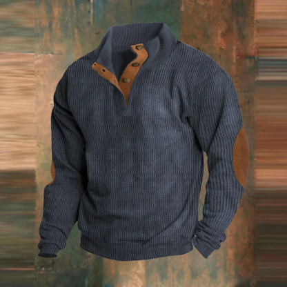 Thomas | Herren Pullover – Gerippt, Knopfleiste & Lässig
