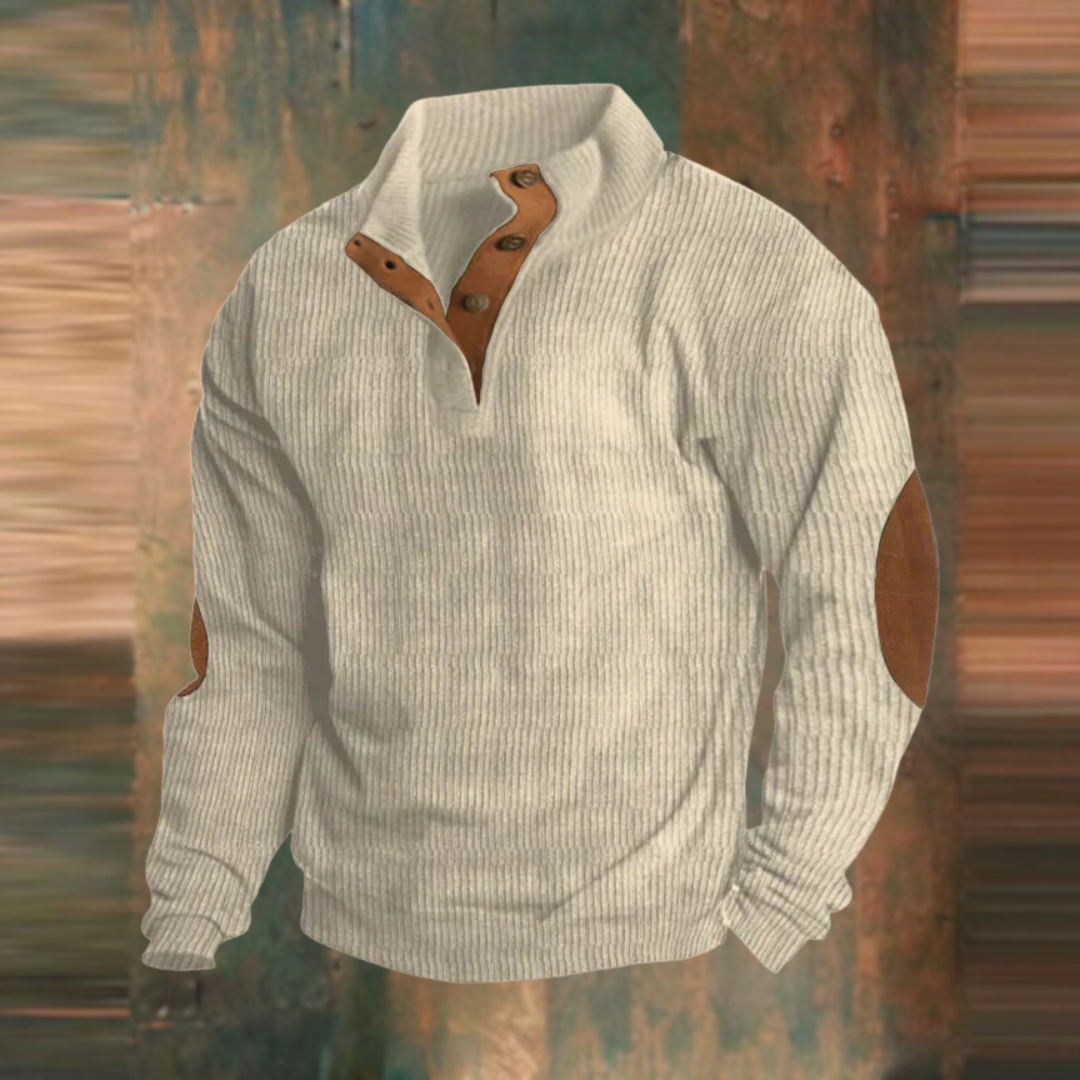 Thomas | Herren Pullover – Gerippt, Knopfleiste & Lässig
