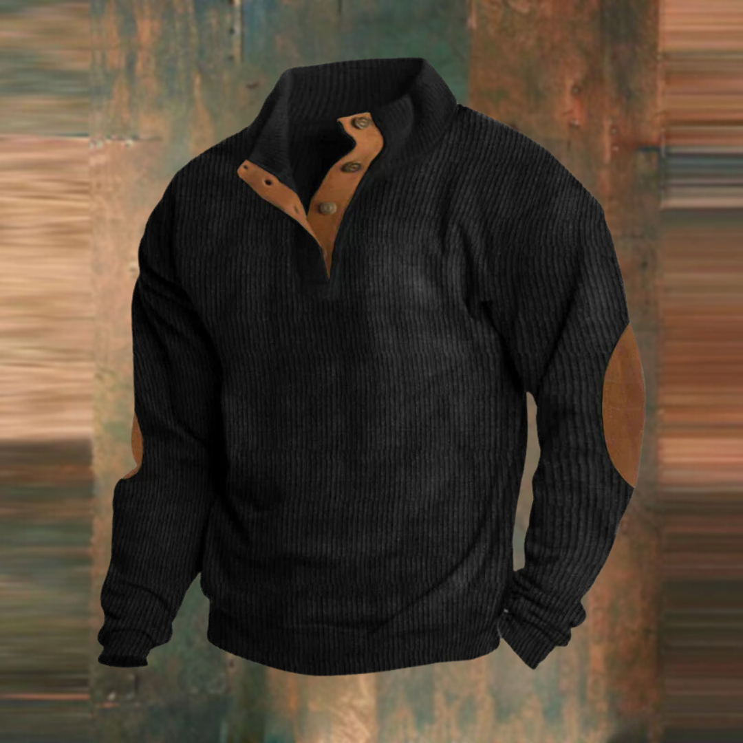 Thomas | Herren Pullover – Gerippt, Knopfleiste & Lässig