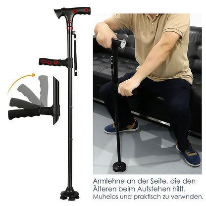 Faltbarer Gehstock mit LED-Licht – Alarm & Höhenverstellbar