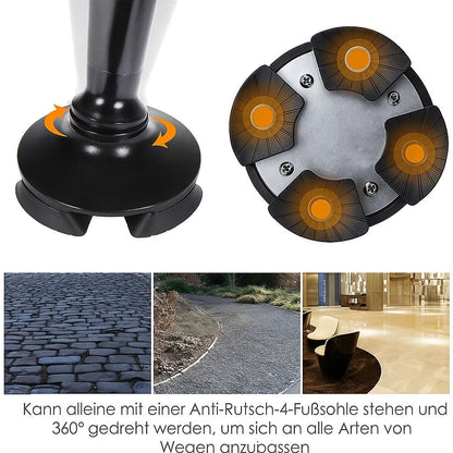 Faltbarer Gehstock mit LED-Licht – Alarm & Höhenverstellbar