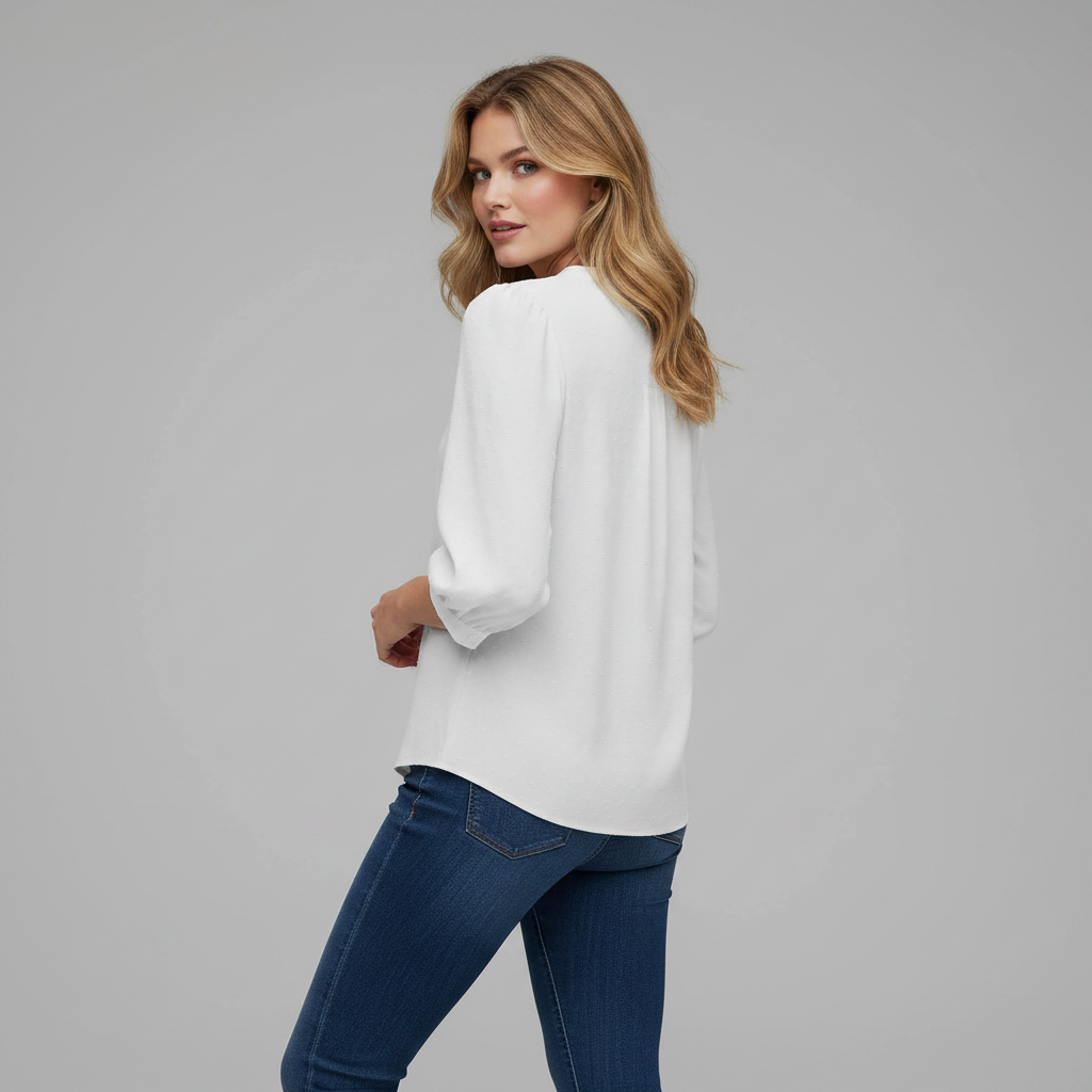 Patchwork Bluse Damen | Modische Weiße Bluse für Freizeit