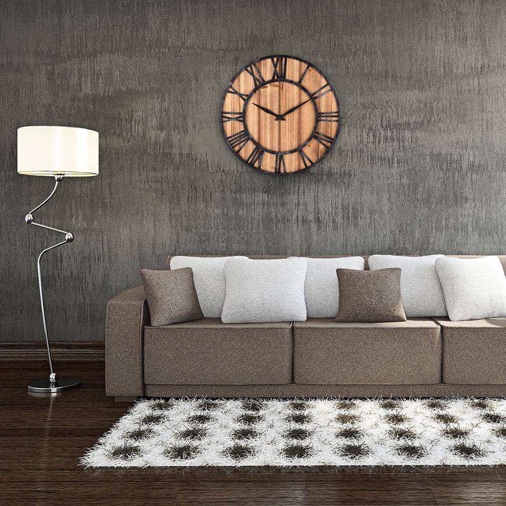 Runde Wanduhr Holz & Metall | Moderne Wanduhr 40 cm 1