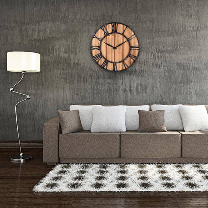 Runde Wanduhr Holz & Metall | Moderne Wanduhr 40 cm 1