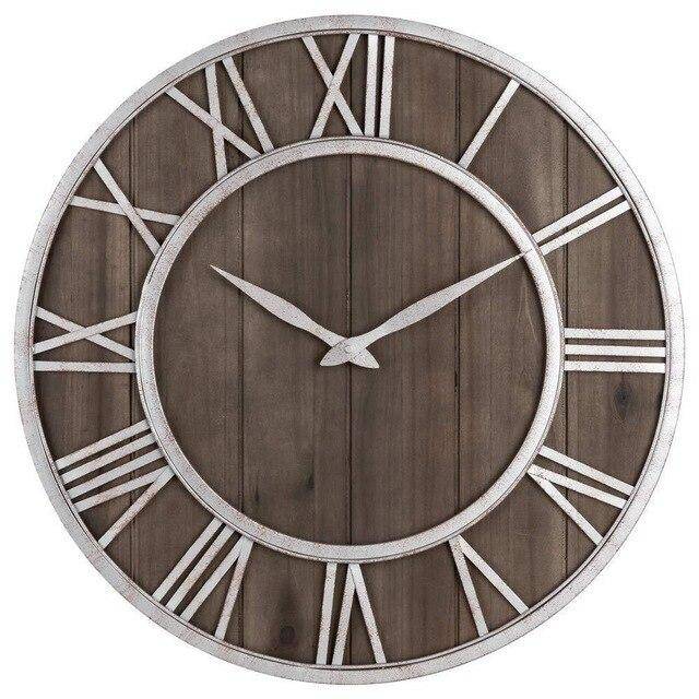 Runde Wanduhr Holz & Metall | Moderne Wanduhr 40 cm 4