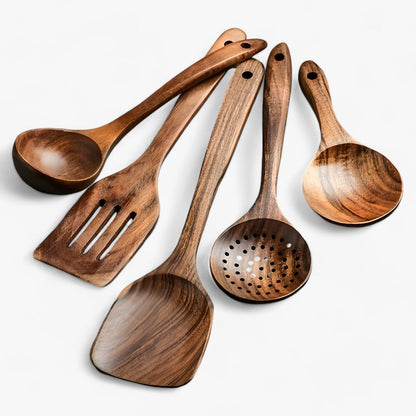 Holz Küchenbesteck-Set 11-teilig – Mit Schneebesen & Kochutensilien