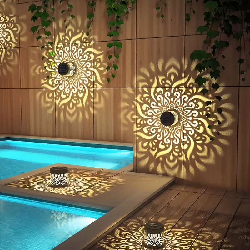 Solar-Laterne mit Schattenmuster – IP65 & Dekorativ für Garten