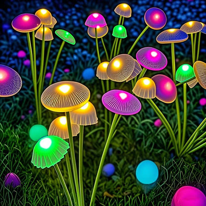 Solar-Pilzleuchte 2er-Set – 6 Schwingende Köpfe & Gartenstab