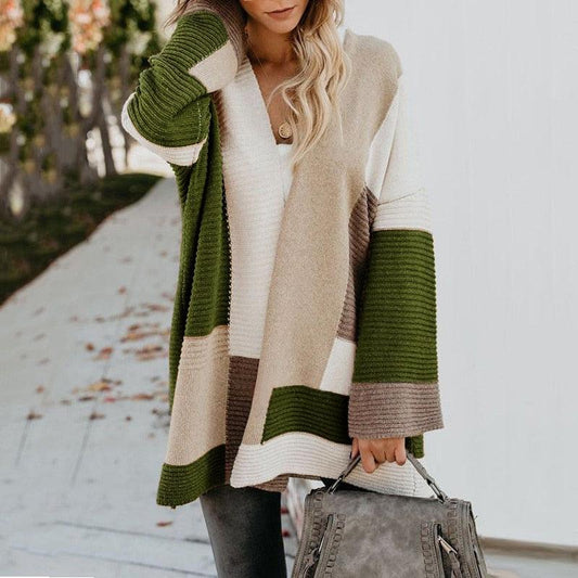 Damen Colorblock-Strickcardigan mit Offener Front