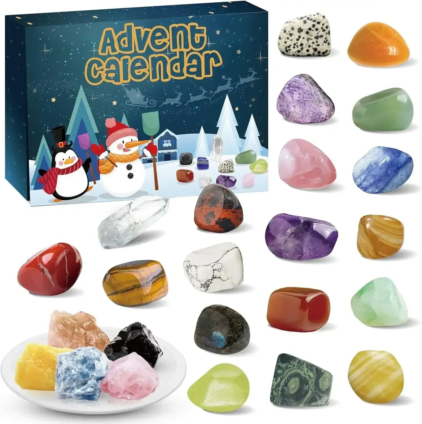 Edelstein Kinder-Adventskalender – 24 Kristalle & Lernset