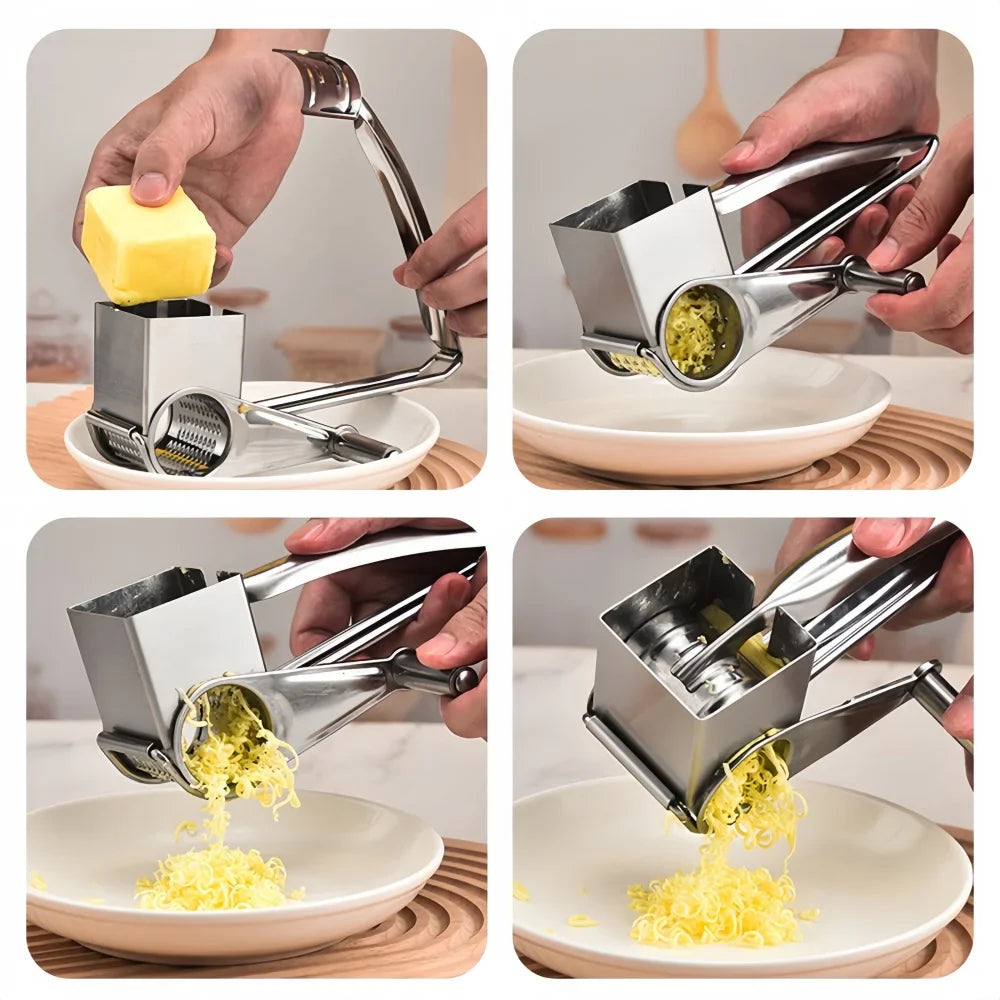 Edelstahl-Rotationsreibe – Handkurbel 20 cm für Käse & Gemüse