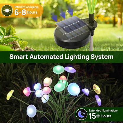 Solar-Pilzleuchte 2er-Set – 6 Schwingende Köpfe & Gartenstab