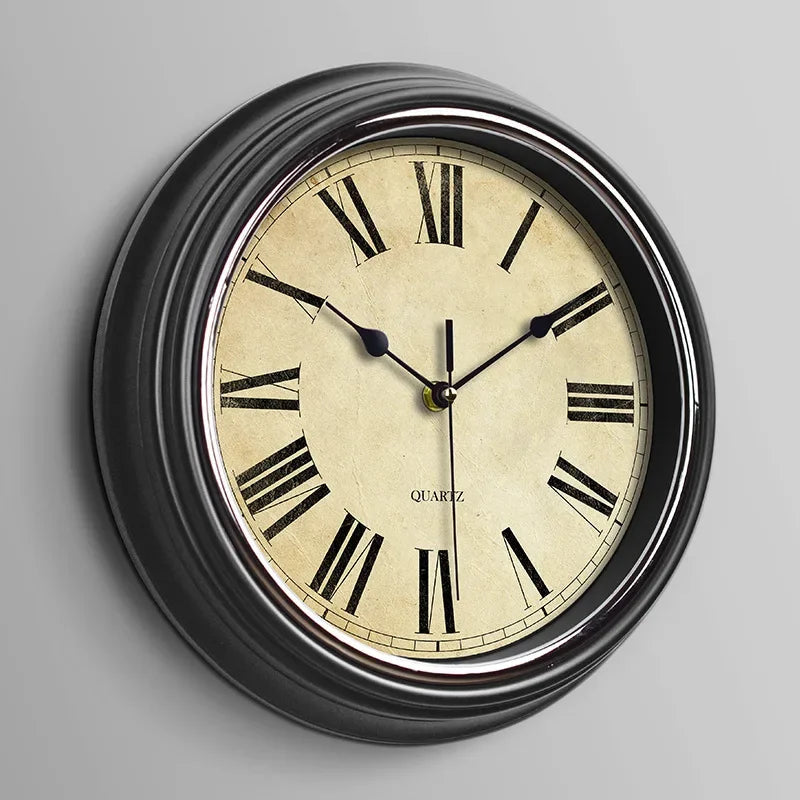 Stille Vintage-Wanduhr | Europäische Wanddekoration 30,5 cm 13