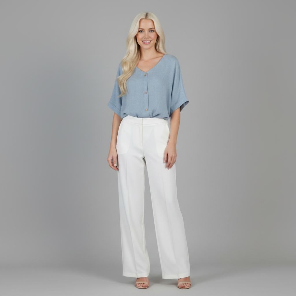 Vielseitige Damenbluse mit V-Ausschnitt | Elegante Mode