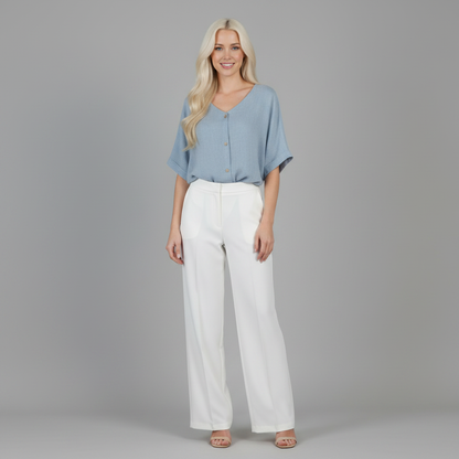 Vielseitige Damenbluse mit V-Ausschnitt | Elegante Mode