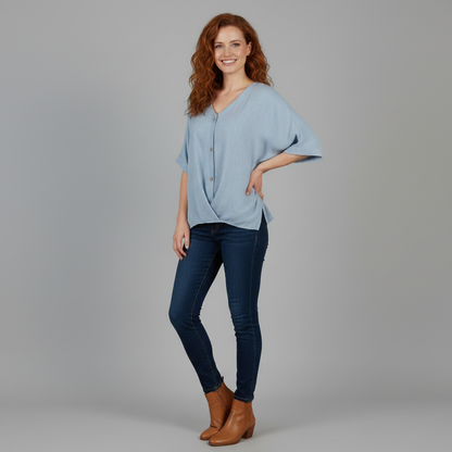 Vielseitige Damenbluse mit V-Ausschnitt | Elegante Mode
