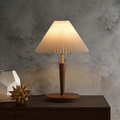 Vintage Tischlampe | Plissiertes Holz Design 2