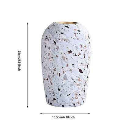 Weiße Terrazzo-Vase | Moderne Blumenvase aus Keramik 0