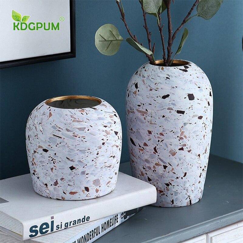Weiße Terrazzo-Vase | Moderne Blumenvase aus Keramik 3