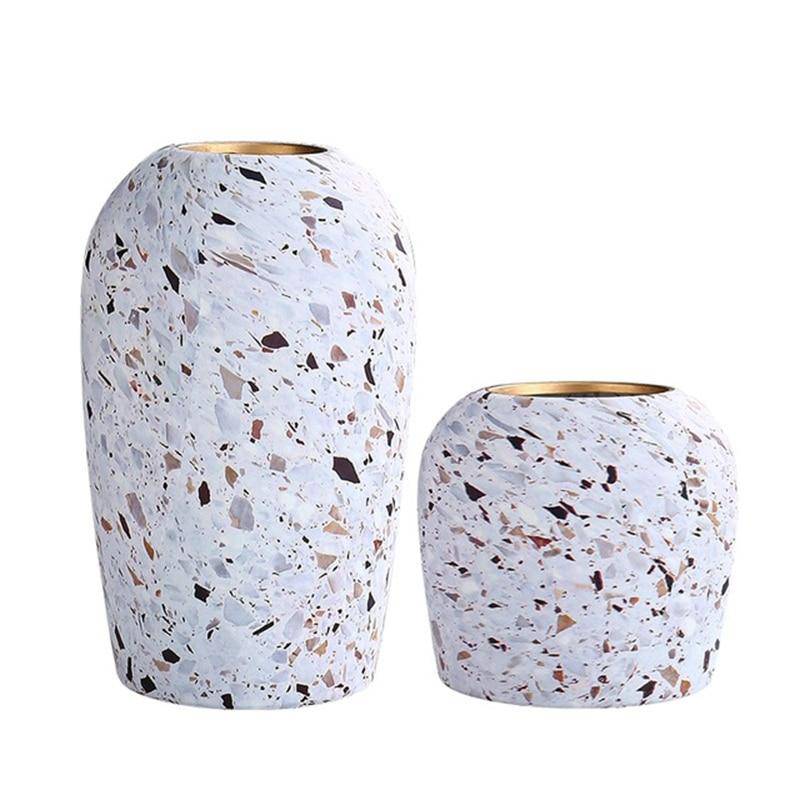 Weiße Terrazzo-Vase | Moderne Blumenvase aus Keramik 5