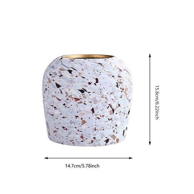 Weiße Terrazzo-Vase | Moderne Blumenvase aus Keramik 6