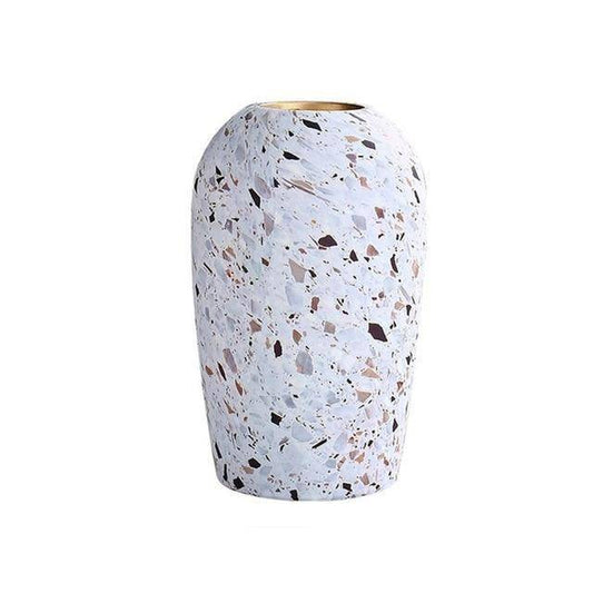 Weiße Terrazzo-Vase | Moderne Blumenvase aus Keramik 7