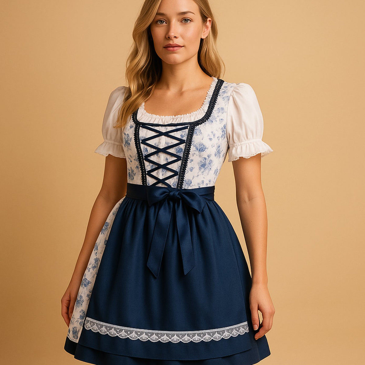 Dirndl mit Spitzenbesatz und Schürze – Bild 1
