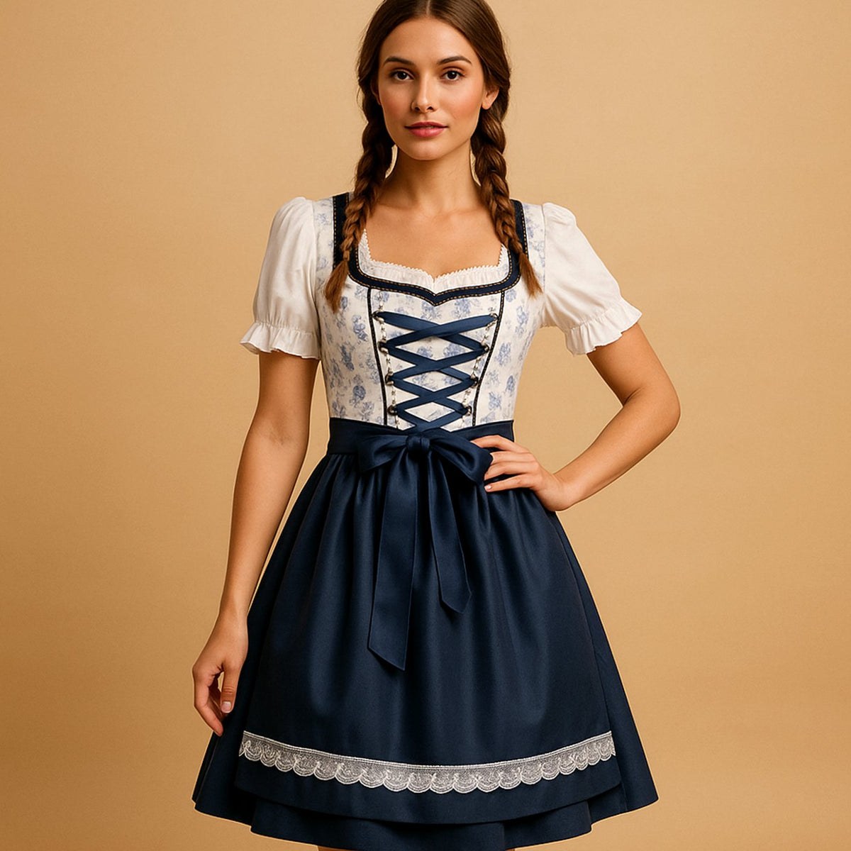 Dirndl mit Spitzenbesatz und Schürze – Bild 2