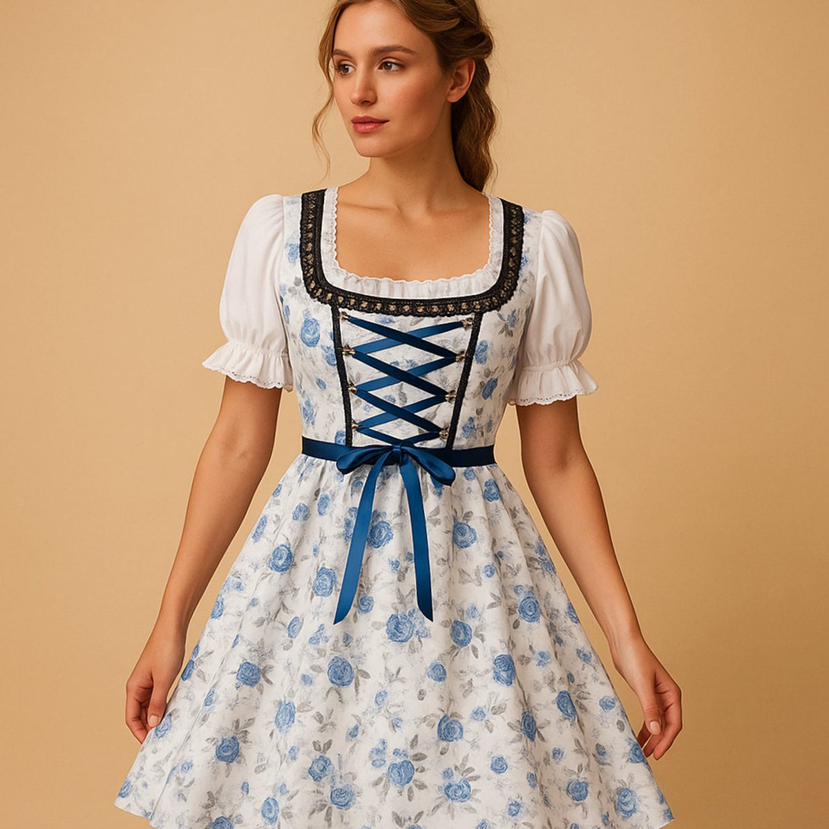 Dirndl mit Spitzenbesatz und Schürze – Bild 3