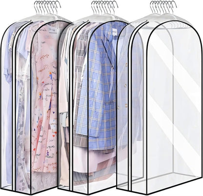 Kleiderschutzhüllen Transparent 3er-Pack – Seitenfalten & Reißverschluss