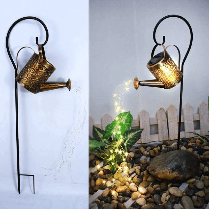 Solar-Gartenlampe Gießkannendesign – LED Regengeräusch Effekt