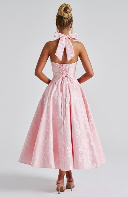 Neckholder Midikleid Damen Hochzeitsgast – Rückenfrei & Tailliert