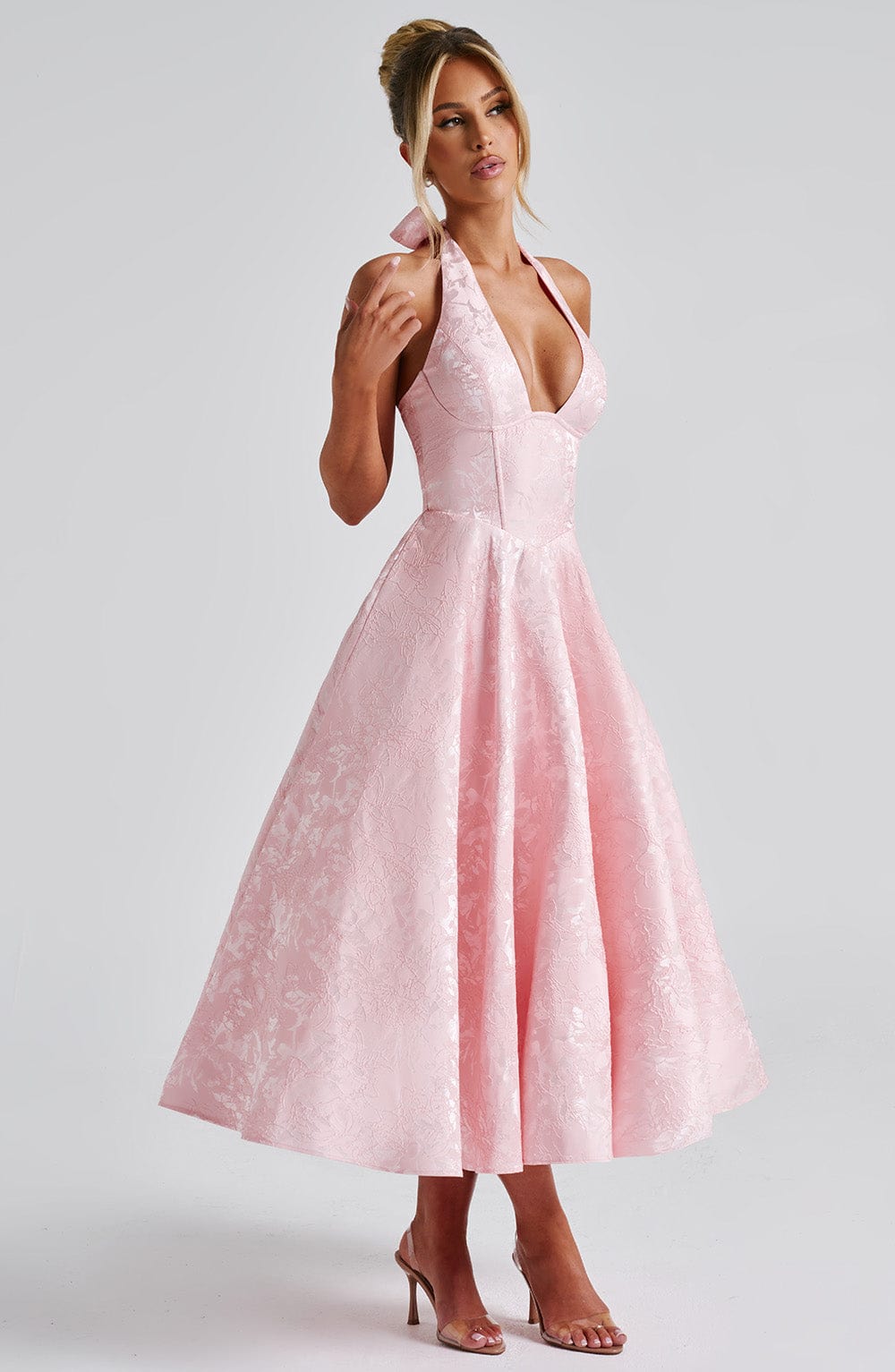 Neckholder Midikleid Damen Hochzeitsgast – Rückenfrei & Tailliert