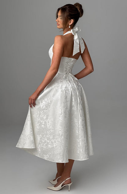 Neckholder Midikleid Damen Hochzeitsgast – Rückenfrei & Tailliert
