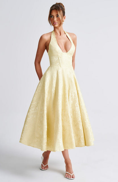 Neckholder Midikleid Damen Hochzeitsgast – Rückenfrei & Tailliert