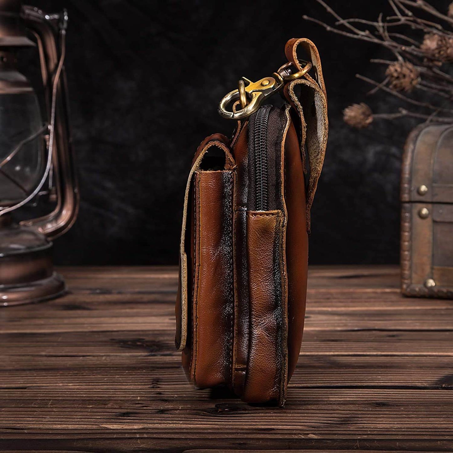 Herren Leder Bauchtasche – RFID-Schutz Multifach & Wasserdicht