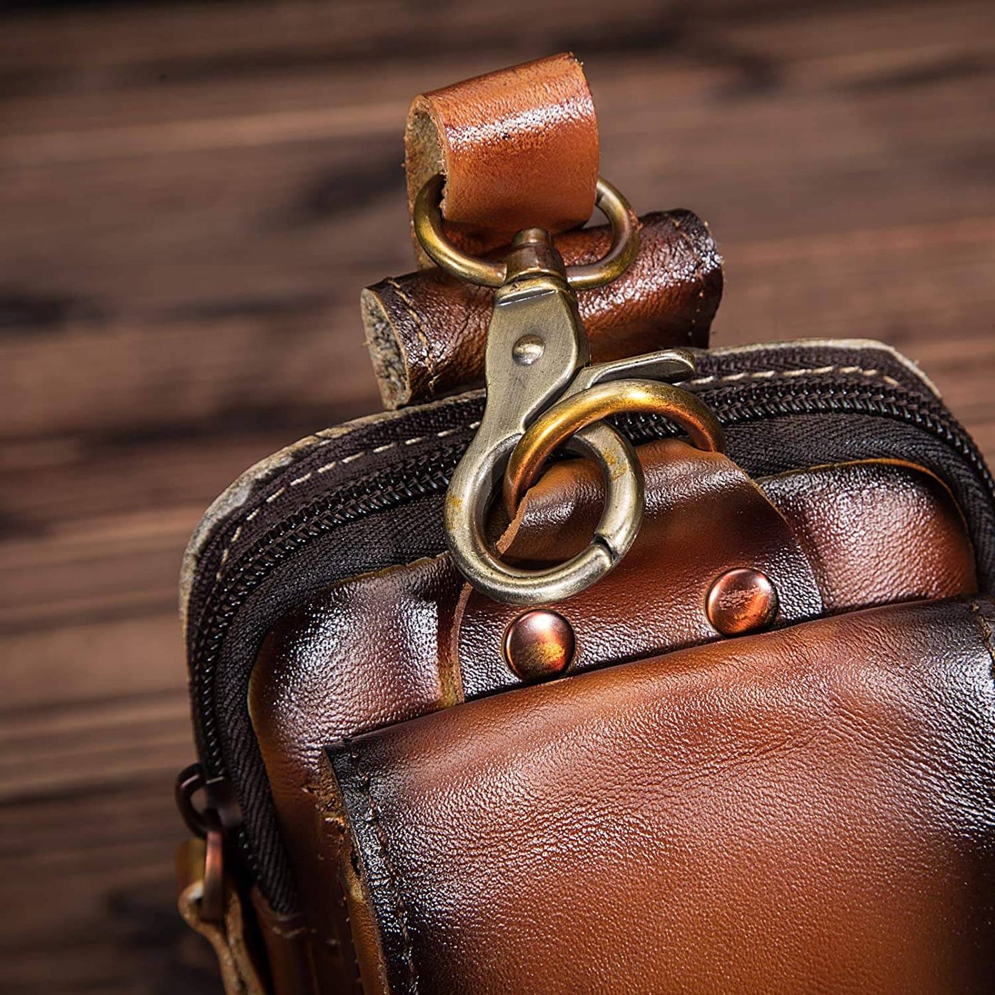 Herren Leder Bauchtasche – RFID-Schutz Multifach & Wasserdicht