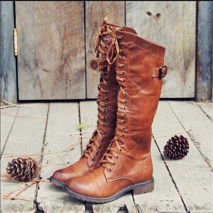 Lena | Damen Schnürstiefel – Hoch, Reitstil & Elegant