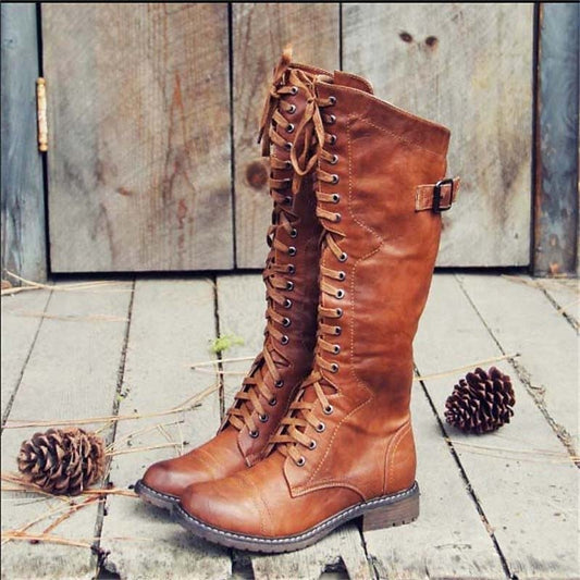 Lena | Damen Schnürstiefel – Hoch, Reitstil & Elegant