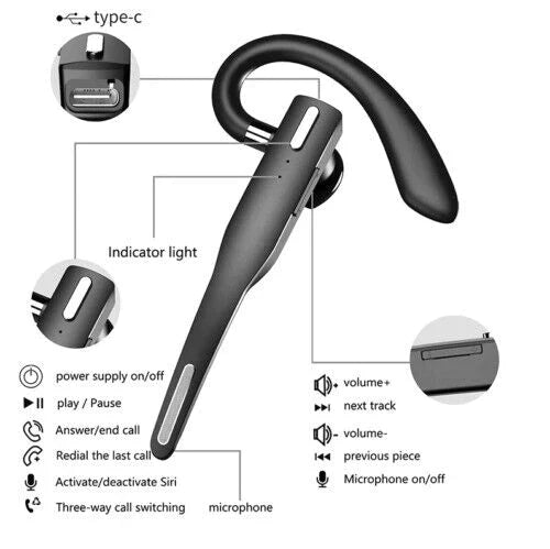 Bluetooth 5.1 Headset – Dual Mic Kabellos & Geräuschunterdrückung